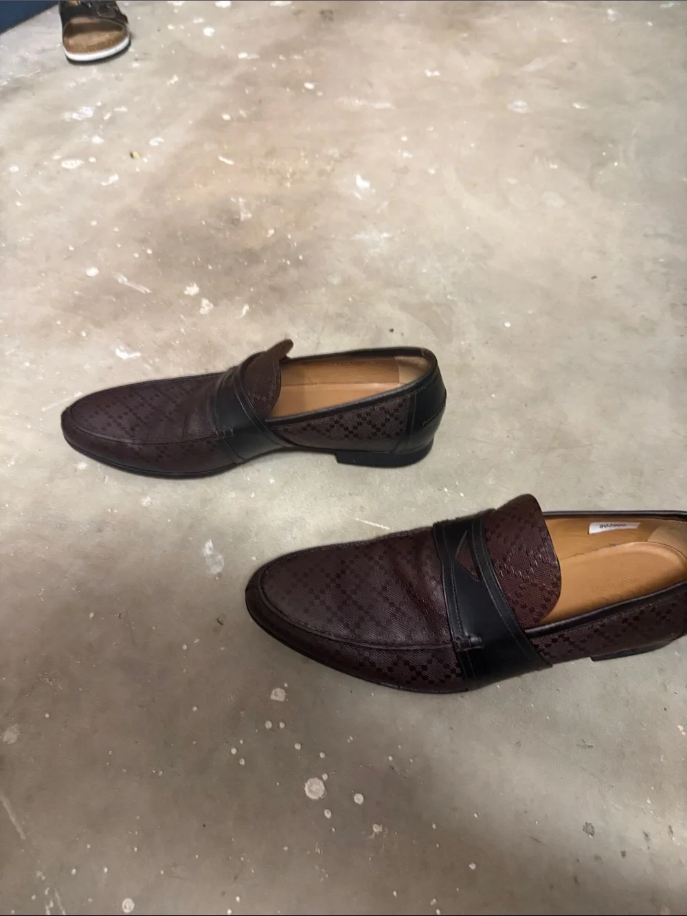 Gucci Brown Perforated Leather Slip-On Loafers with Black Strap